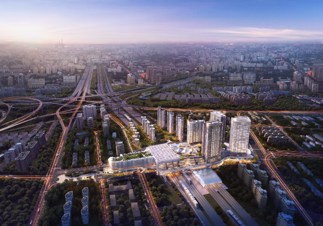 "莘庄地铁站上盖综合开发项目"整体效果图.