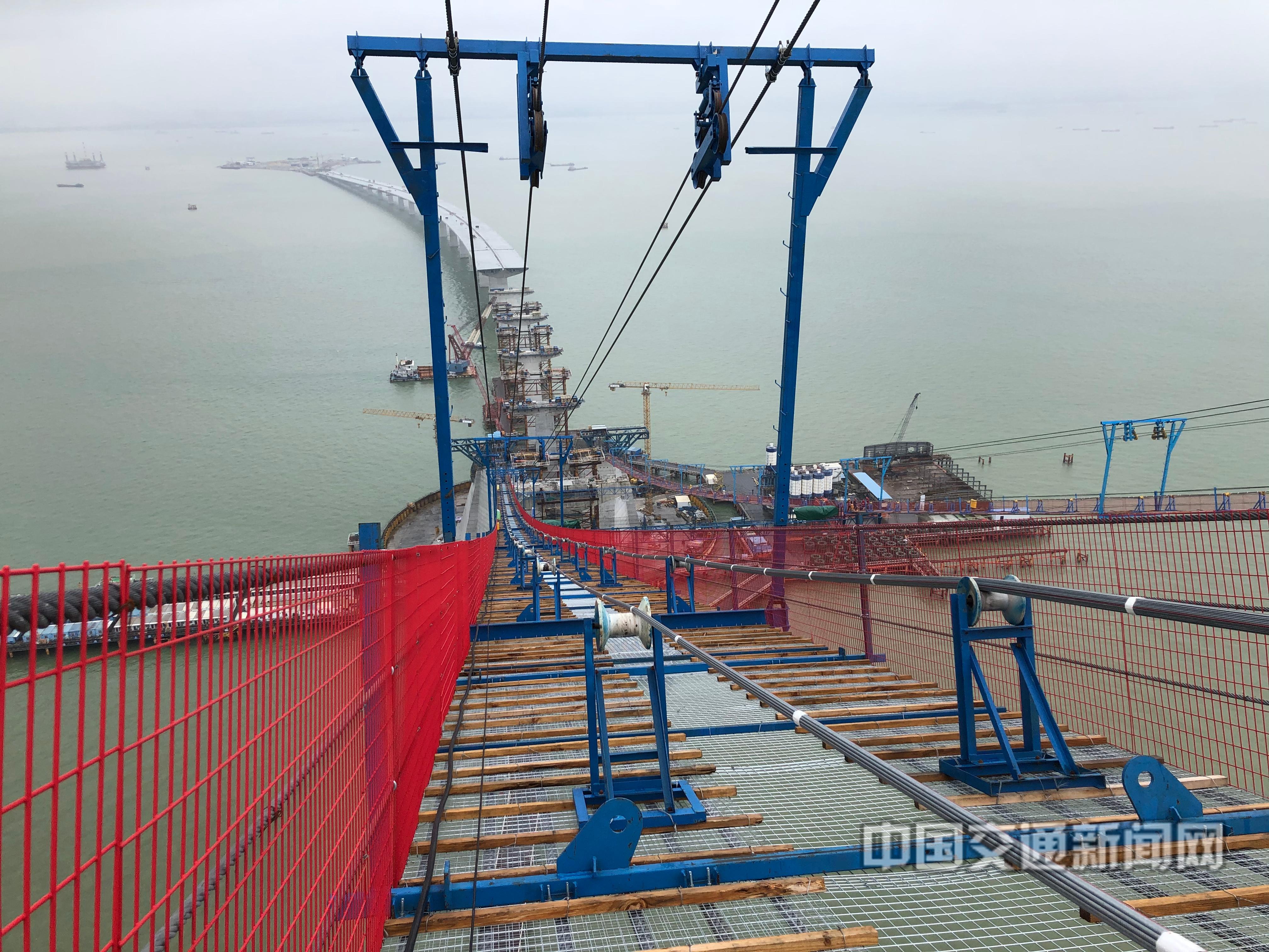 主缆强度再升级深中通道伶仃洋大桥首根主缆索股成功架设